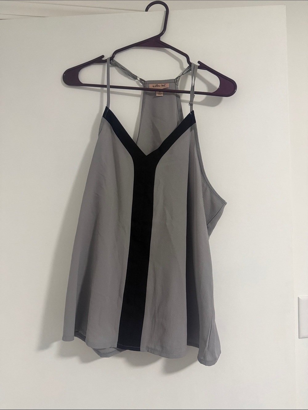 Light Gray & Black V-Neck Tank Top